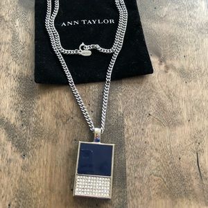 Ann Taylor Silver,Blue, & Jeweled Pendant Necklace